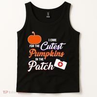 I Care For the Cutest Pumpkins In The Patch Halloween Nurse Tank Top thumb 2