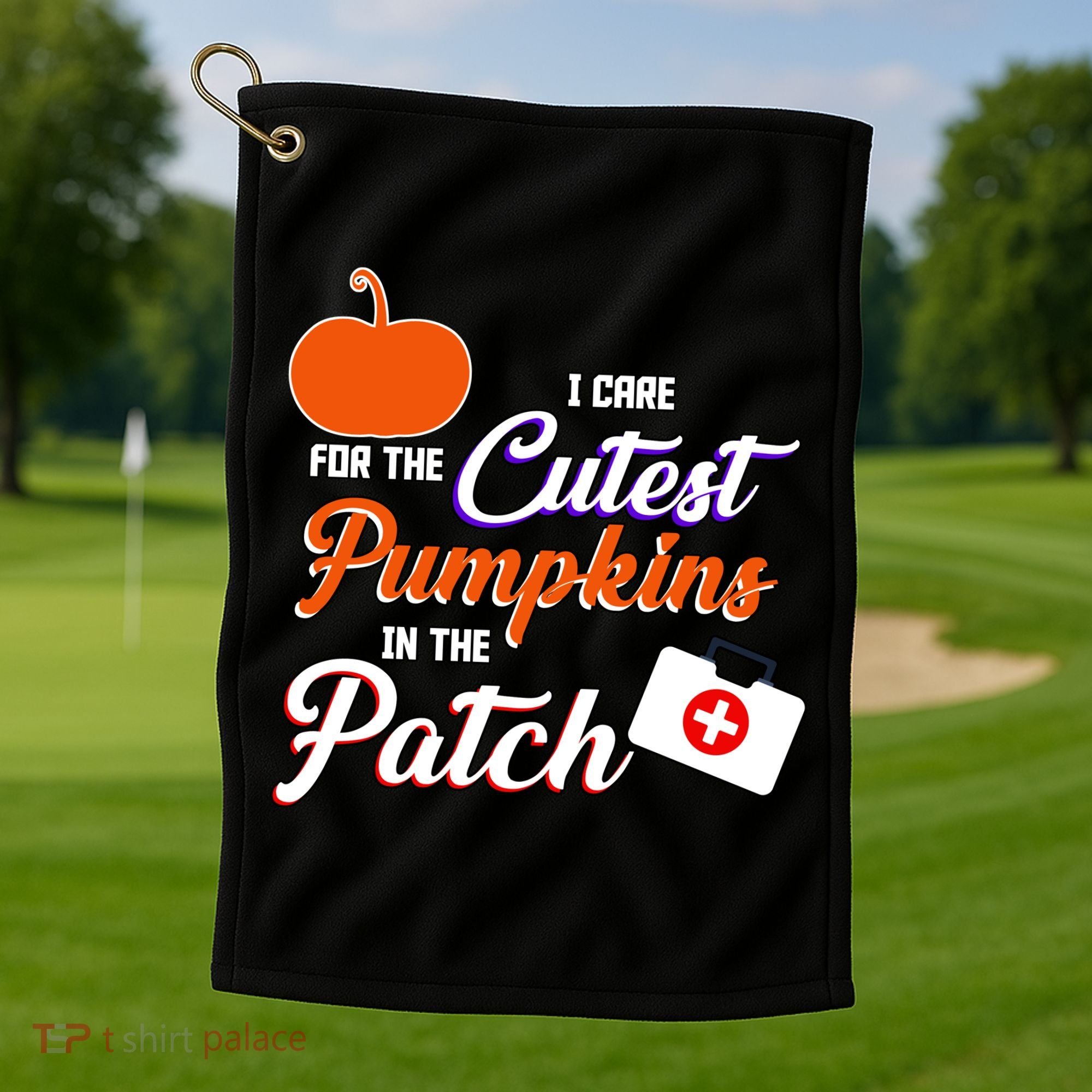 I Care For the Cutest Pumpkins In The Patch Halloween Nurse Golf Towel