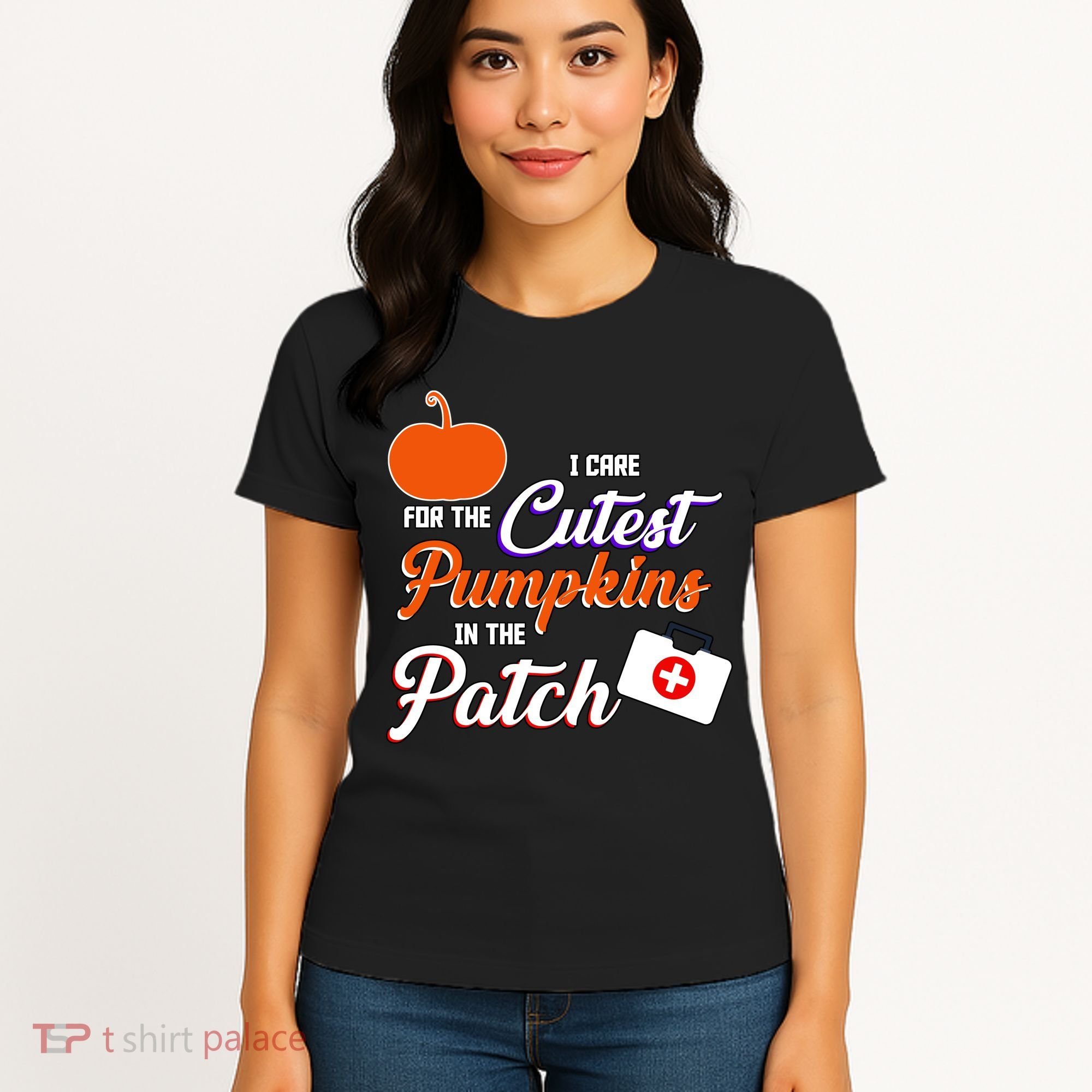 I Care For the Cutest Pumpkins In The Patch Halloween Nurse Women's T-Shirt
