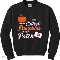 I Care For the Cutest Pumpkins In The Patch Halloween Nurse Kids Sweatshirt thumb 0