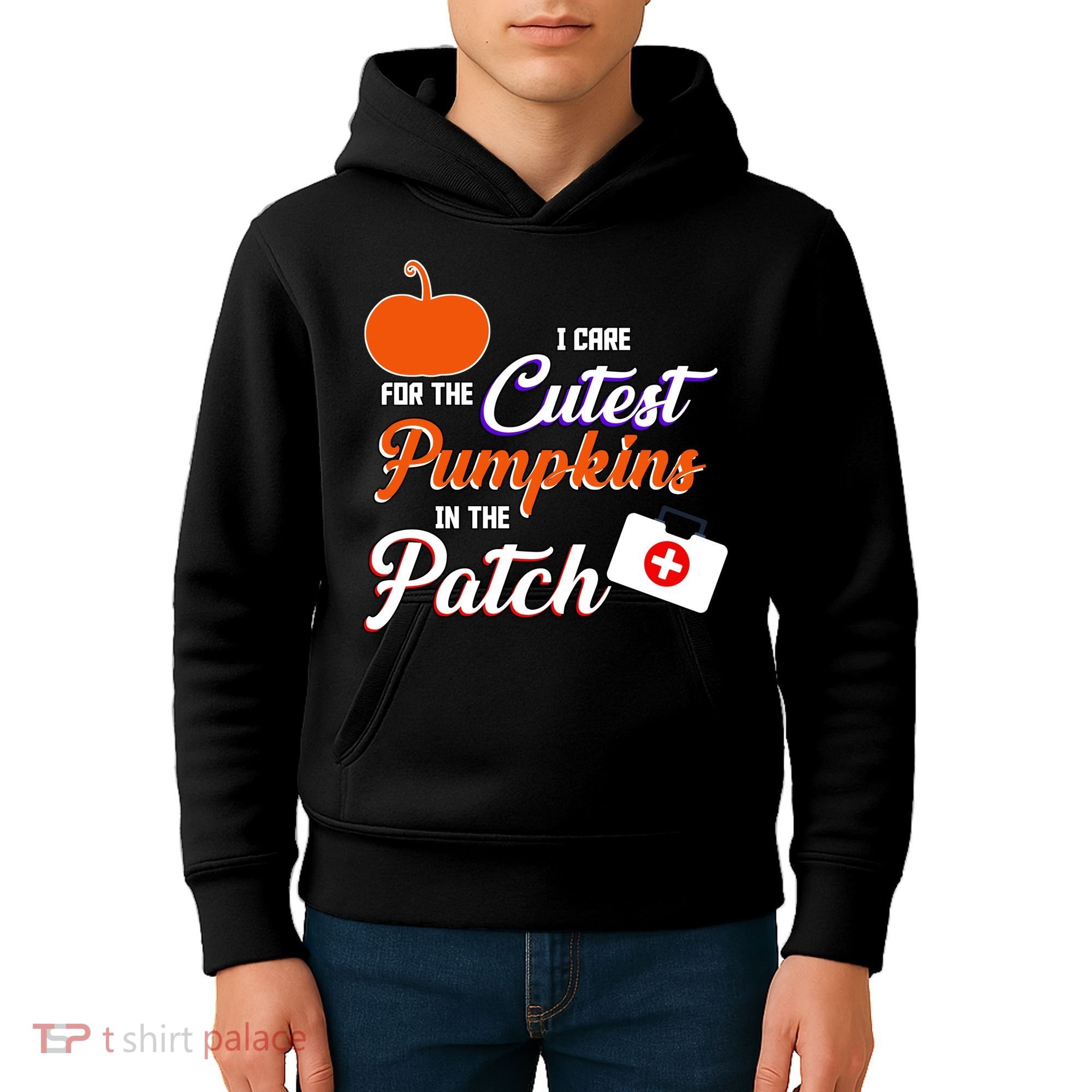 I Care For the Cutest Pumpkins In The Patch Halloween Nurse Kids Hoodie