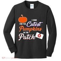 I Care For the Cutest Pumpkins In The Patch Halloween Nurse Kids Long Sleeve Shirt thumb 0