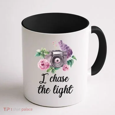 I Chase the Light Camera Coffee Mug back