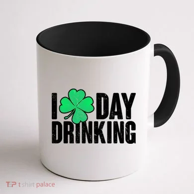I Clover Day Drinking Coffee Mug back