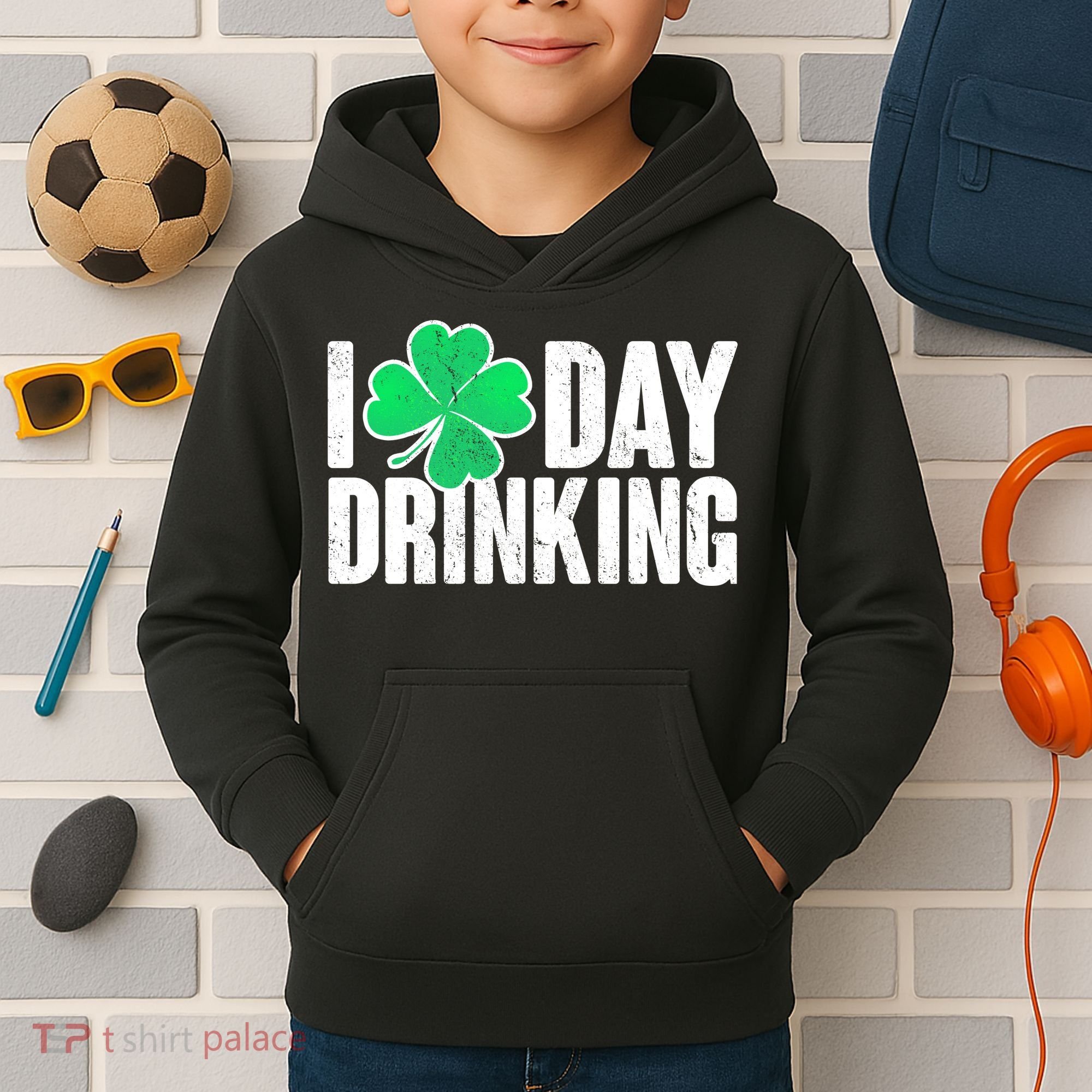 I Clover Day Drinking  Kids Hoodie