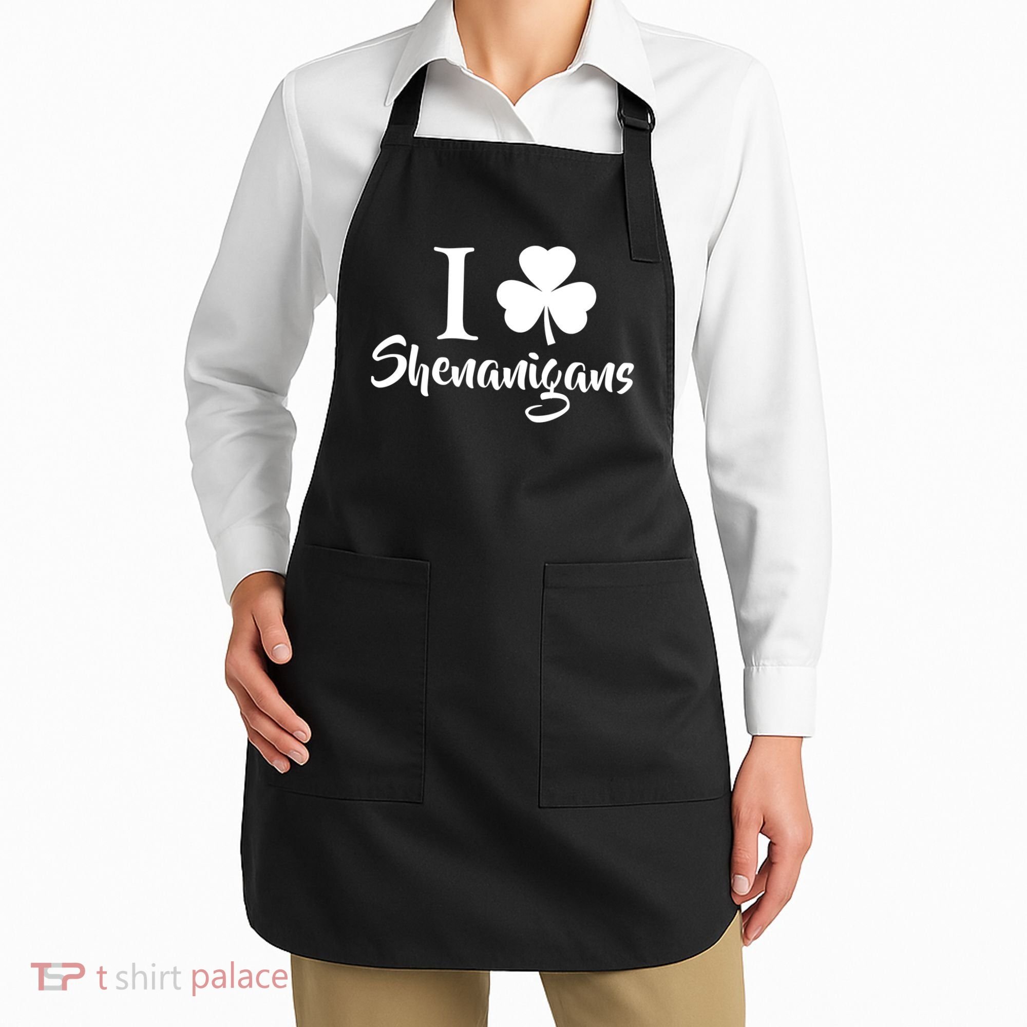 I Clover Shenanigans Irish Shamrock Apron