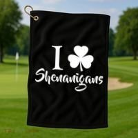 I Clover Shenanigans Irish Shamrock Golf Towel thumb 1
