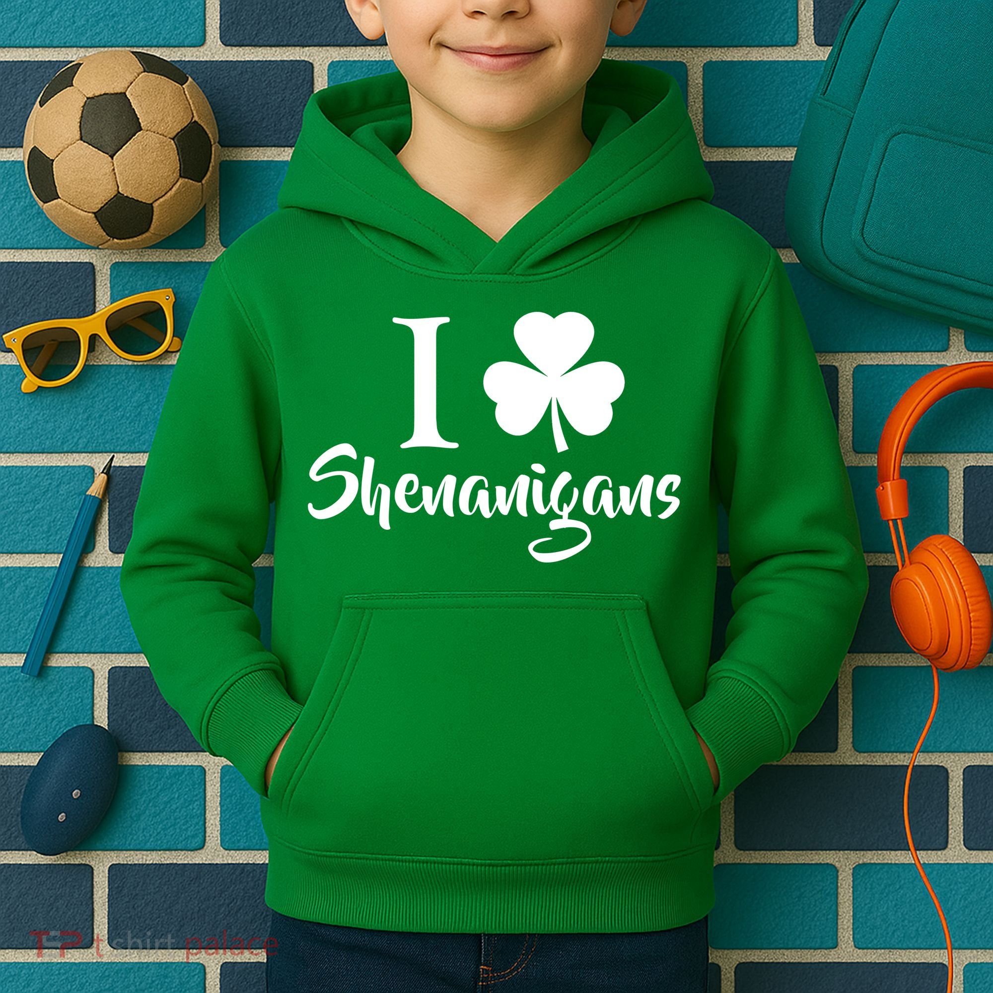I Clover Shenanigans Irish Shamrock Kids Hoodie