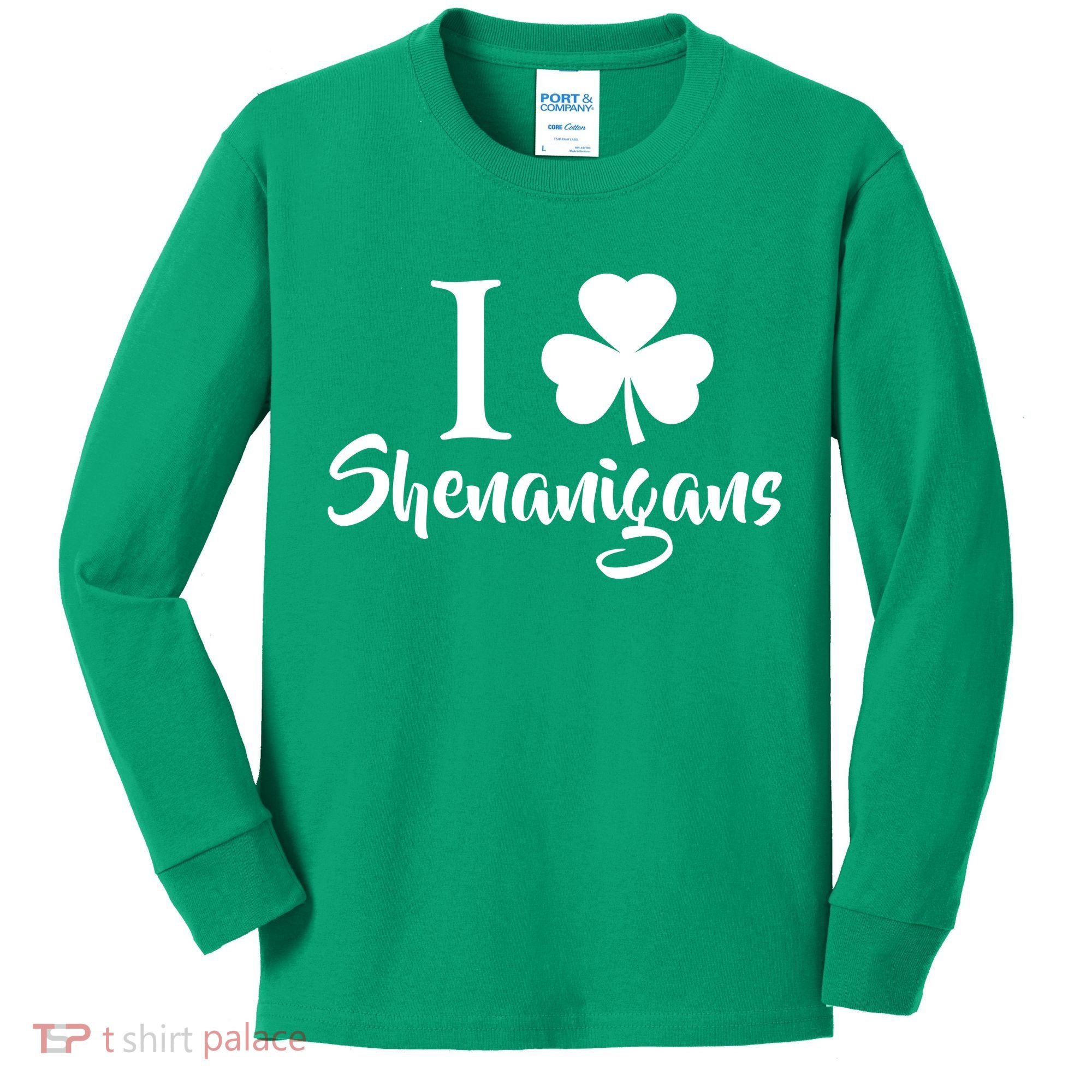 I Clover Shenanigans Irish Shamrock Kids Long Sleeve Shirt