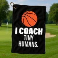 I Coach Tiny Humans Basketball Golf Towel thumb 1