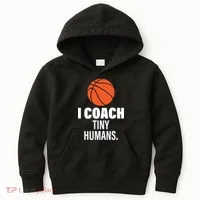 I Coach Tiny Humans Basketball Kids Hoodie thumb 0