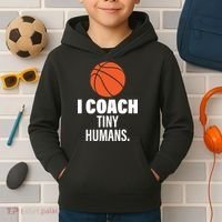 I Coach Tiny Humans Basketball Kids Hoodie thumb 2