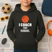 I Coach Tiny Humans Basketball Kids Hoodie thumb 2