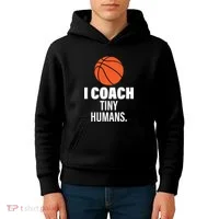 I Coach Tiny Humans Basketball Kids Hoodie thumb 4