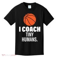 I Coach Tiny Humans Basketball Kids T-Shirt thumb 0
