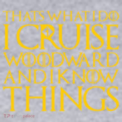 I Cruise Woodward Ave and Know Things Women's Racerback Cropped Tank