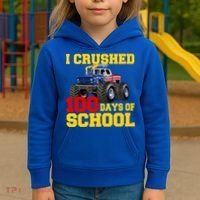 I Crushed 100 Days Of School Kids Hoodie thumb 3