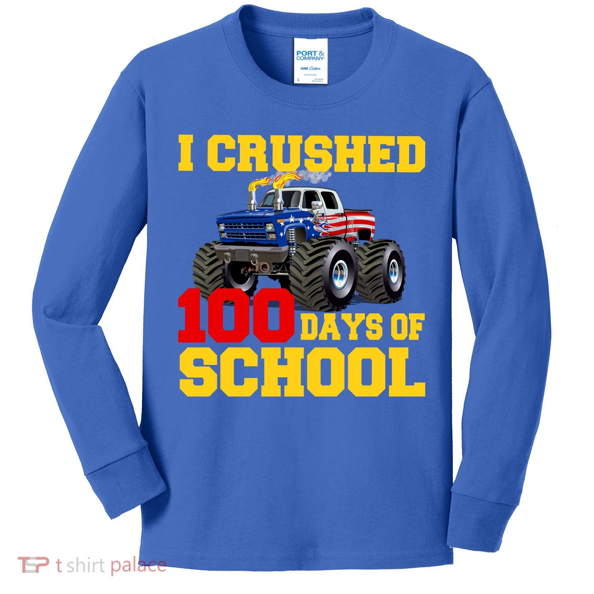 I Crushed 100 Days Of School Kids Long Sleeve Shirt