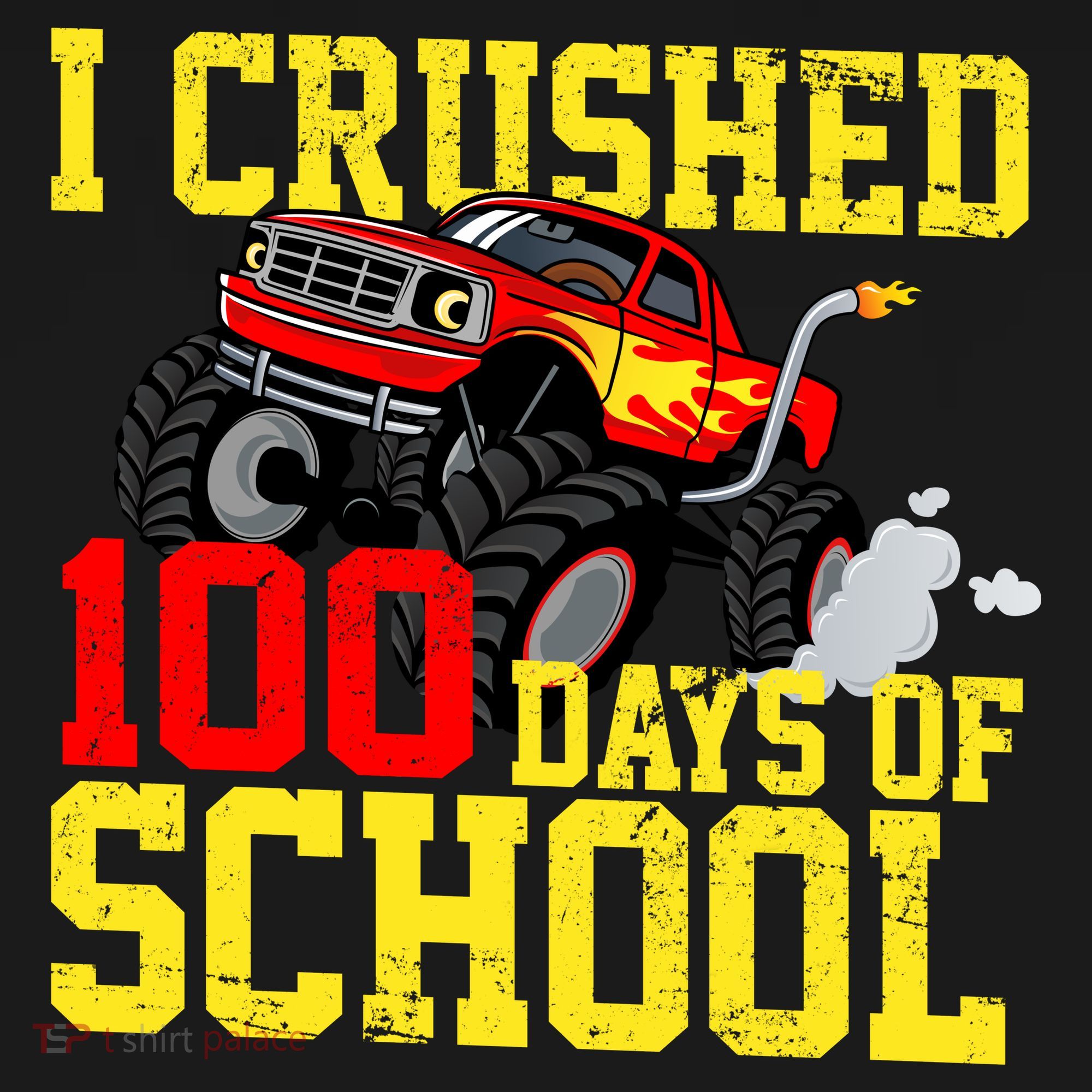 I Crushed 100 Days Of School Monster Truck USA-Made Doggie Bandana