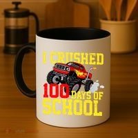I Crushed 100 Days Of School Monster Truck Coffee Mug thumb 4