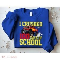 I Crushed 100 Days Of School Monster Truck Sweatshirt thumb 2