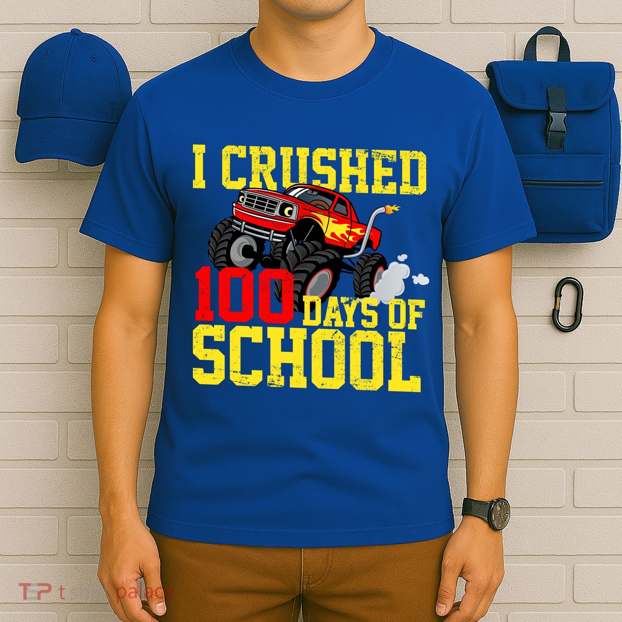 I Crushed 100 Days Of School Monster Truck T-Shirt