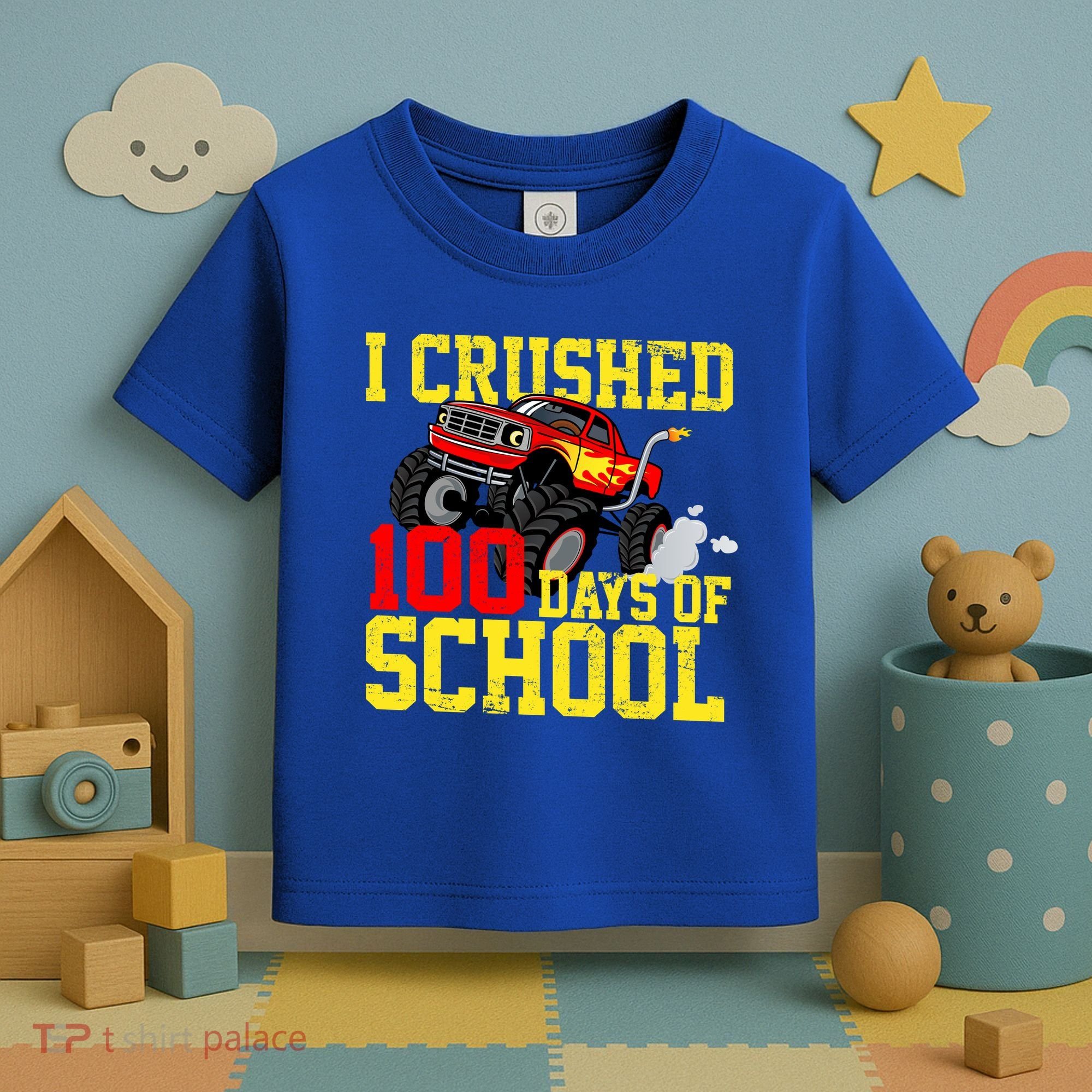 I Crushed 100 Days Of School Monster Truck Toddler T-Shirt