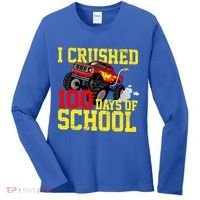I Crushed 100 Days Of School Monster Truck Women's Long Sleeve Shirt thumb 0
