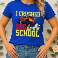 I Crushed 100 Days Of School Monster Truck Women's T-Shirt thumb 2