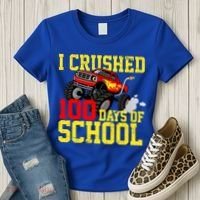 I Crushed 100 Days Of School Monster Truck Women's T-Shirt thumb 3