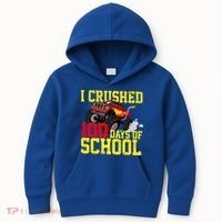 I Crushed 100 Days Of School Monster Truck Kids Hoodie thumb 0