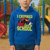 I Crushed 100 Days Of School Monster Truck Kids Hoodie thumb 2