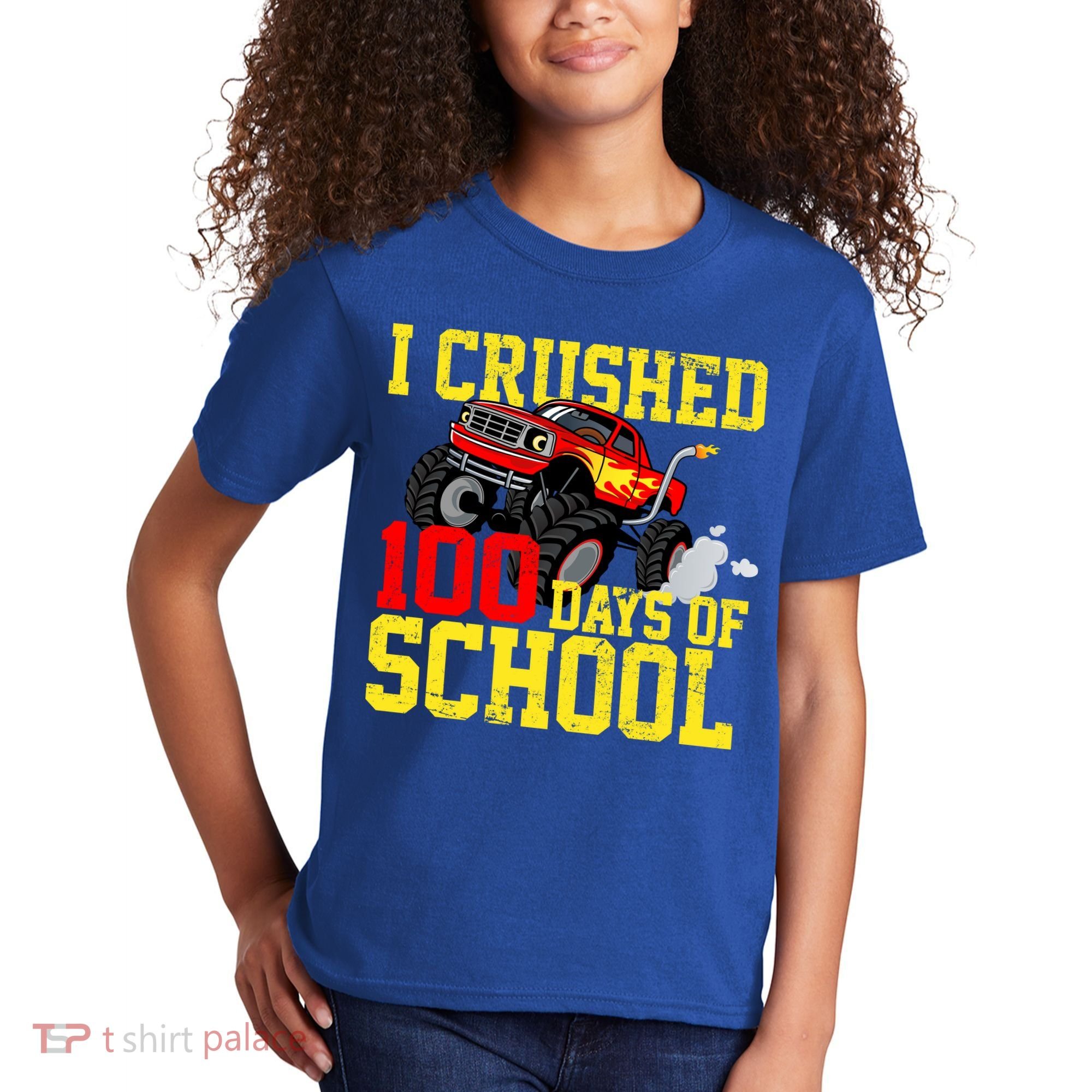 I Crushed 100 Days Of School Monster Truck Kids T-Shirt