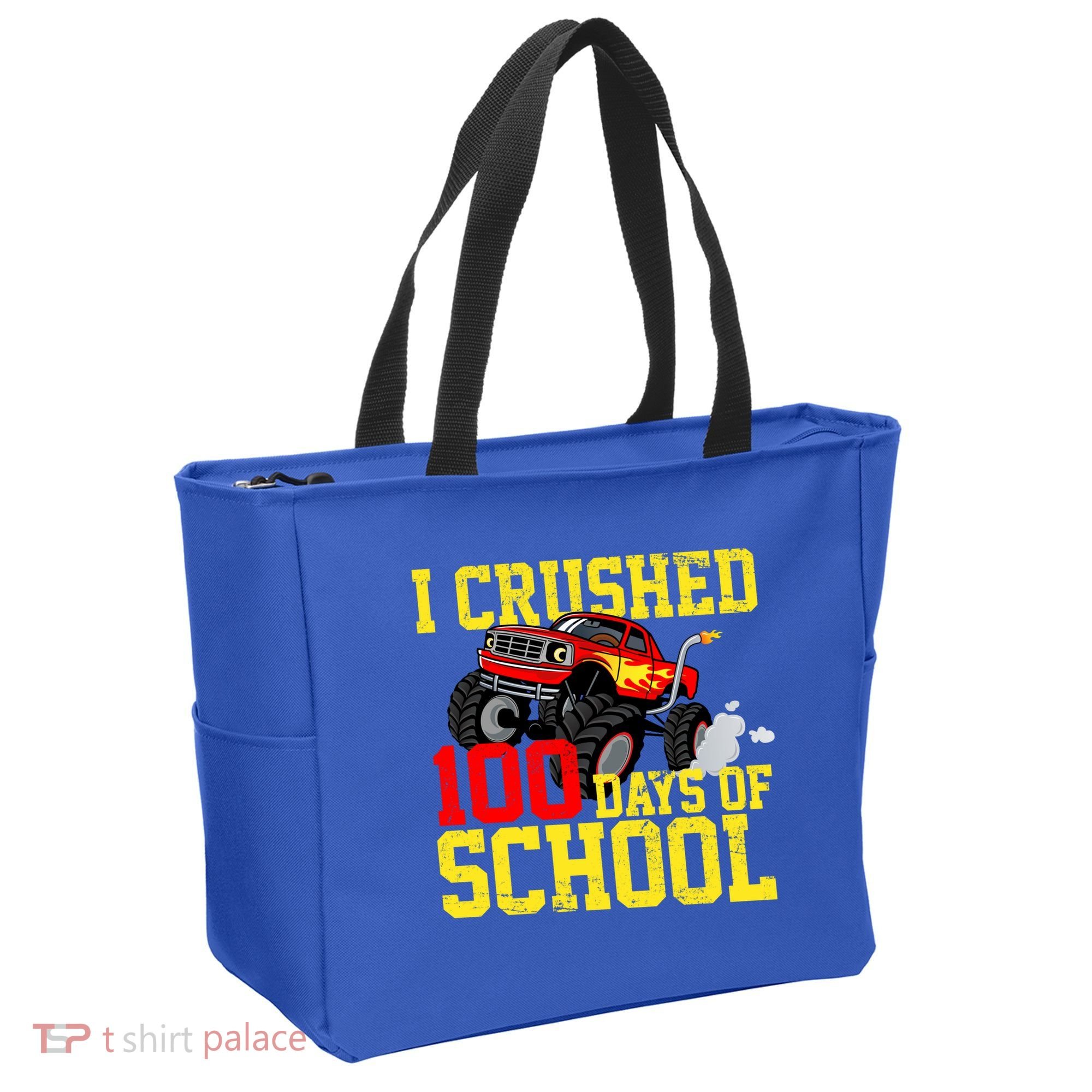 I Crushed 100 Days Of School Monster Truck Tote Bag