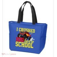 I Crushed 100 Days Of School Monster Truck Tote Bag thumb 3