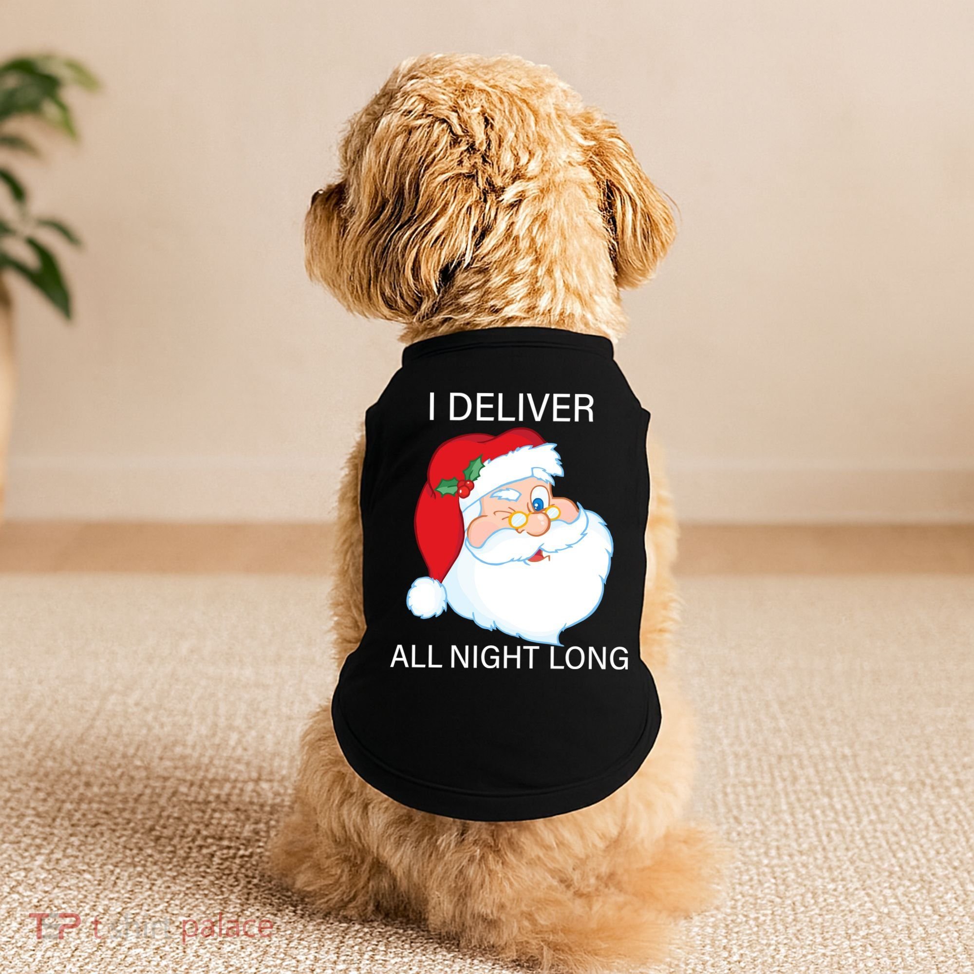I Deliver All Night Long Funny Santa Doggie Tank