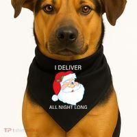 I Deliver All Night Long Funny Santa USA-Made Doggie Bandana thumb 1