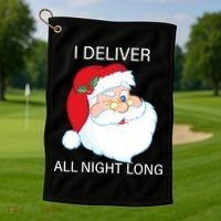 I Deliver All Night Long Funny Santa Golf Towel thumb 1
