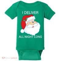 I Deliver All Night Long Funny Santa Baby Bodysuit thumb 0
