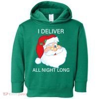 I Deliver All Night Long Funny Santa Toddler Hoodie thumb 0