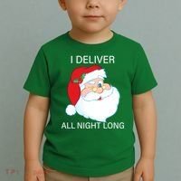 I Deliver All Night Long Funny Santa Toddler T-Shirt thumb 2