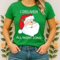 I Deliver All Night Long Funny Santa Women's T-Shirt thumb 2