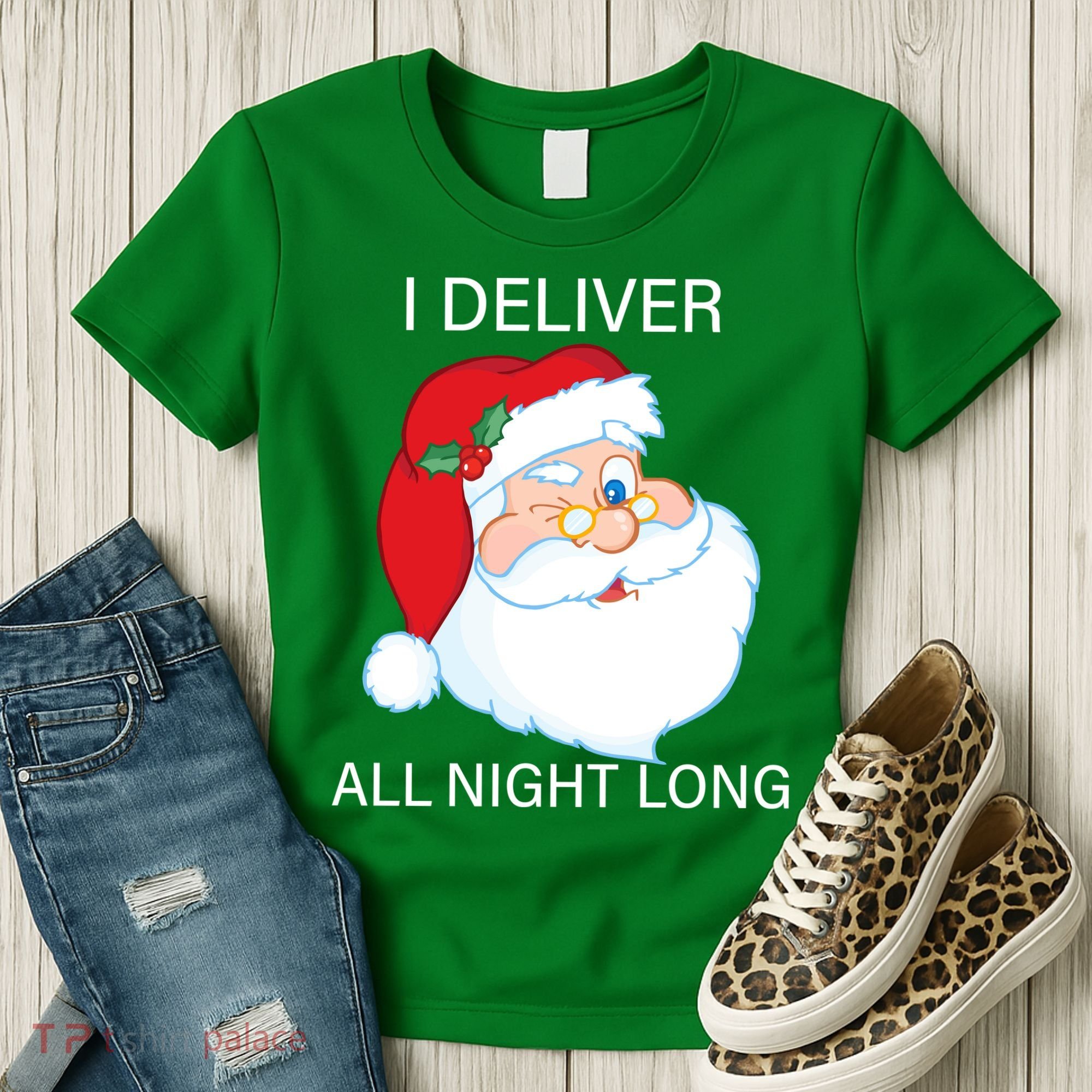 I Deliver All Night Long Funny Santa Women's T-Shirt