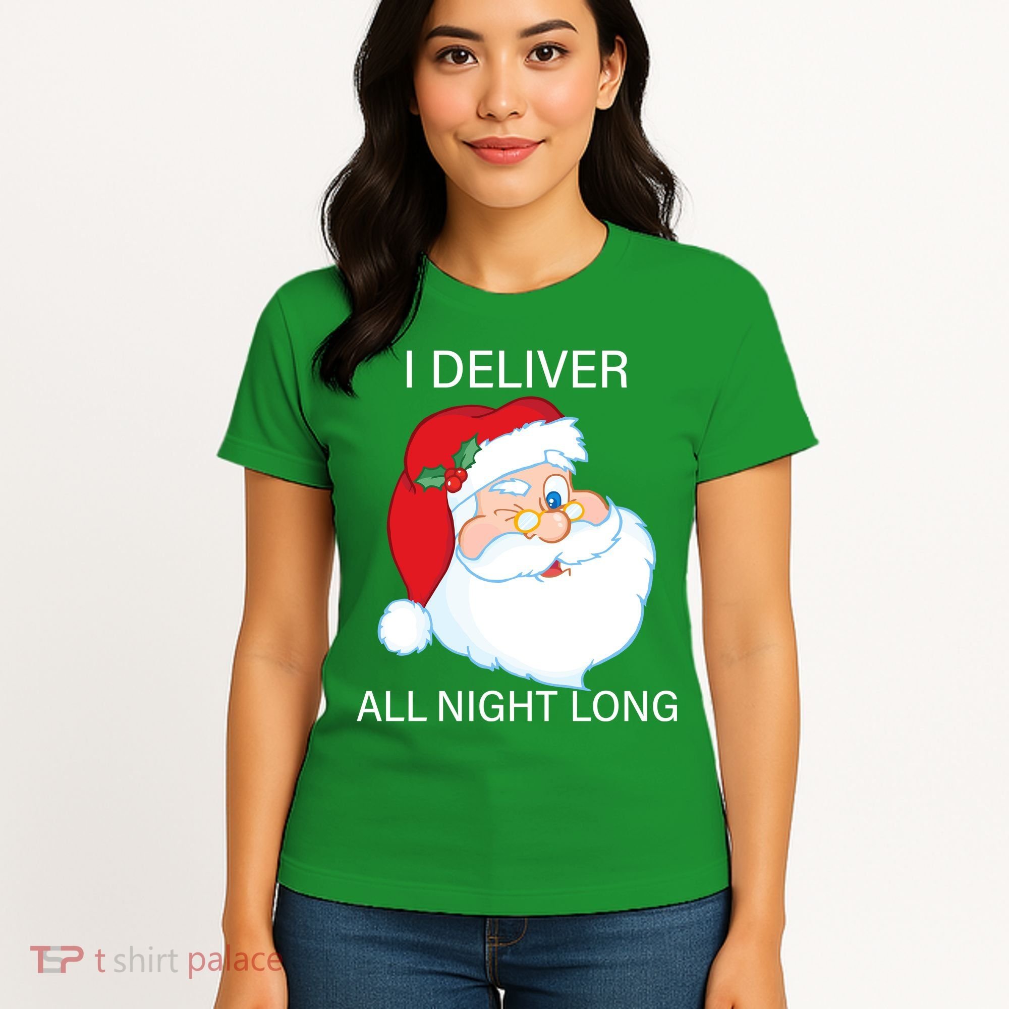 I Deliver All Night Long Funny Santa Women's T-Shirt