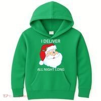 I Deliver All Night Long Funny Santa Kids Hoodie thumb 0