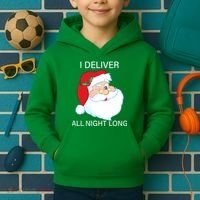 I Deliver All Night Long Funny Santa Kids Hoodie thumb 2