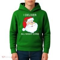 I Deliver All Night Long Funny Santa Kids Hoodie thumb 4