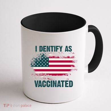 I Dentify As Vaccinated American Flag Coffee Mug back
