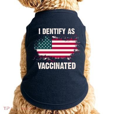 I Dentify As Vaccinated American Flag Doggie Tank