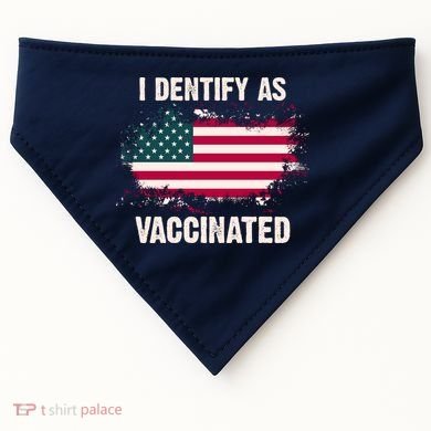 I Dentify As Vaccinated American Flag USA-Made Doggie Bandana
